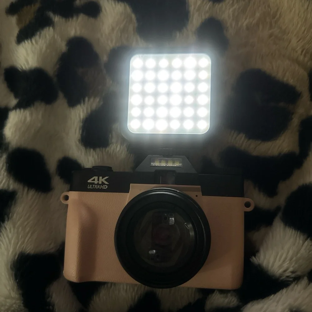 4K Ultra HD Pink Digital Camera with LED Light
